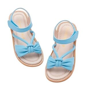Kiderence Sandals Kids 8M Blue Strappy Bow Hook Loop CK930